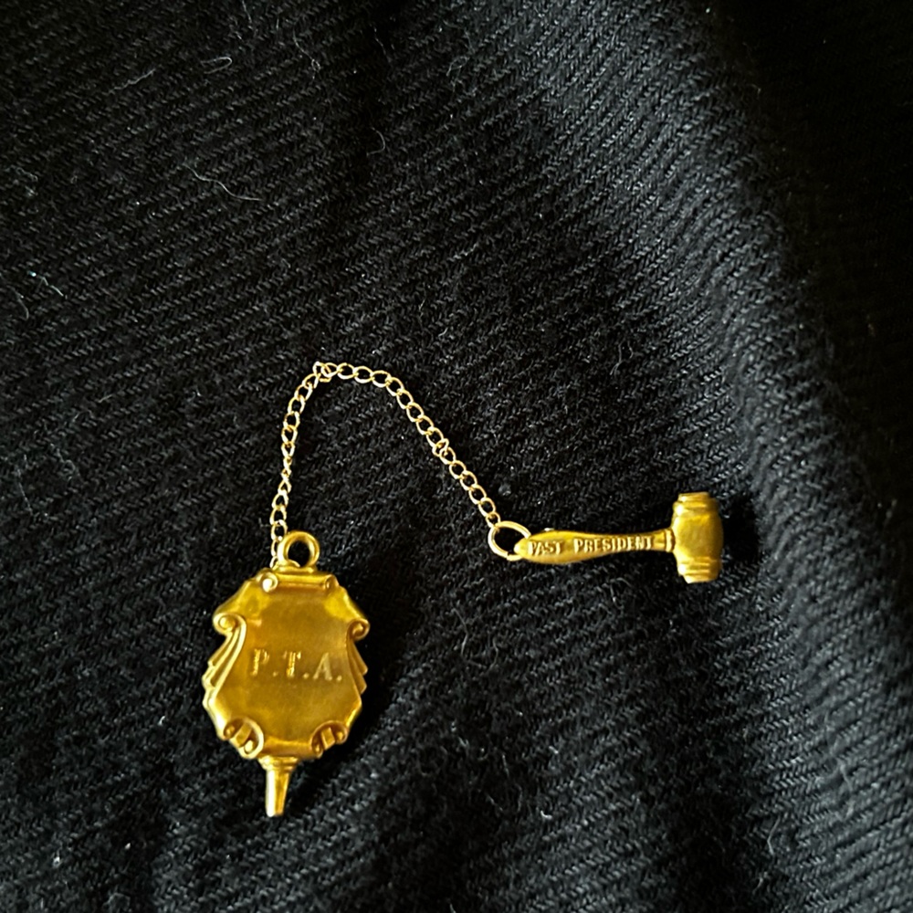 Vintage 1970s PTA President pin with gavel
